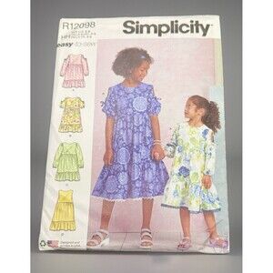Simplicity S9933 R12098 Girls' Tiered Dress Pattern Uncut Size 3-6